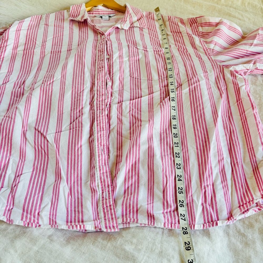 Old Navy “the boyfriend” shirt Pink and White Striped Shirt XL - Picture 9 of 9